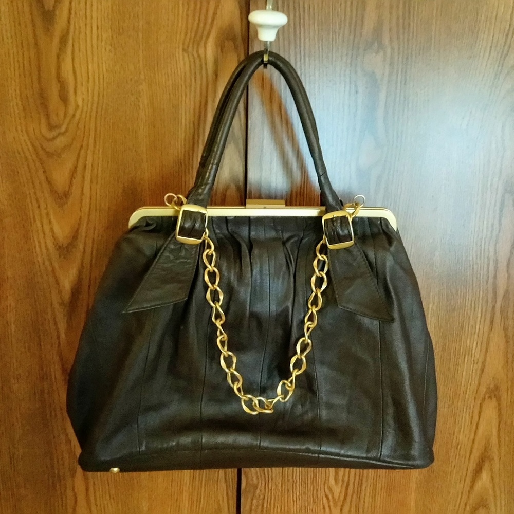 Adrienne Vittadini Brown Leather Satchel